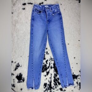 Good American Women’s Light Wash Good Boy Twist Slit Denim Jeans Size 25